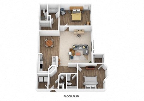 Floor plan for 2 beds, 2 baths, 1437 sqft